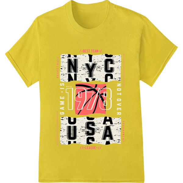 Black and white typography design with the letters 'NYC USA' in a bold, urban style, suitable for DTF printing on apparel.