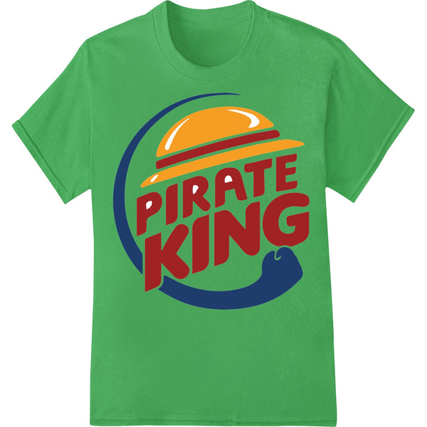 A bold and stylish heat transfer design featuring the text 'PIRATE KING' in a distressed pirate font style, perfect for...