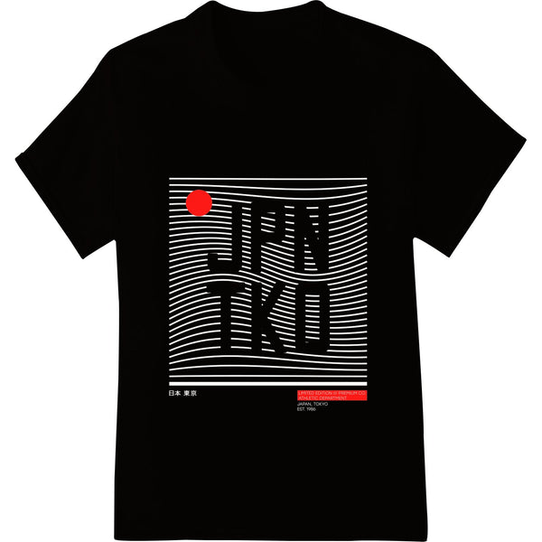 Bold red circle design with Japanese Rising Sun motif, suitable for DTF or direct-to-film heat transfer printing on apparel