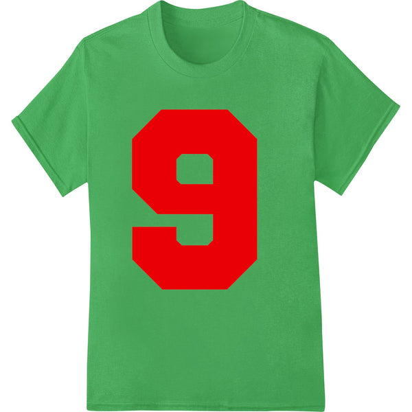 Bold red number 9 heat transfer vinyl design for direct-to-film printing on custom apparel like t-shirts