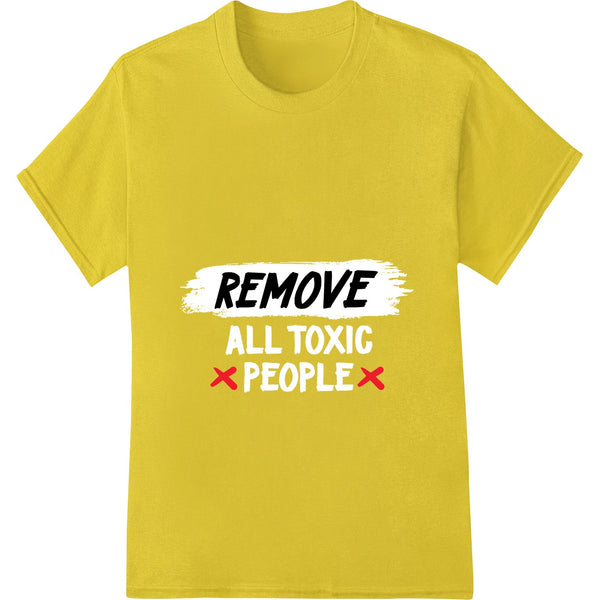 Bold red REMOVE text graphic design for heat transfer film printing onto t-shirts and apparel