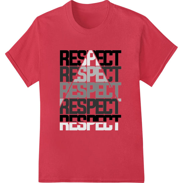 Abstract black and white typography design with the word 'RESPECT' in bold letters, suitable for heat transfer on apparel