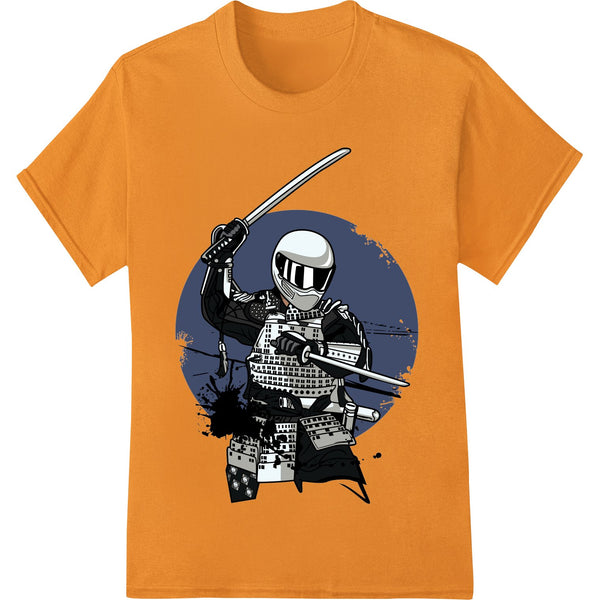 Black silhouette design of a bold samurai warrior figure, perfect for DTF print heat transfers on custom apparel.