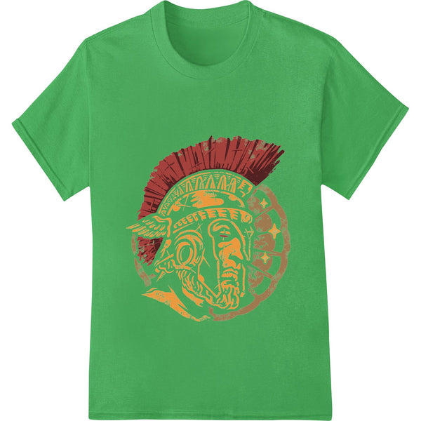 Colorful DTF print design featuring a bold Spartan helmet illustration ideal for Thanksgiving-themed apparel and t-shirts.