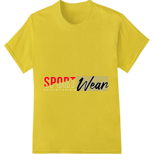 Bold and stylish 'Sport Wear' heat transfer design featuring a dynamic text style, perfect for custom t-shirt printing with...