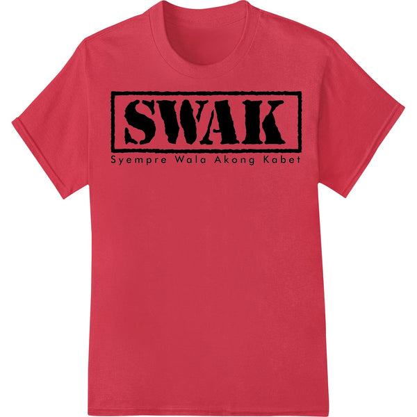 Grunge style DTF print design featuring the text 'SWAK' in bold typography on a distressed background