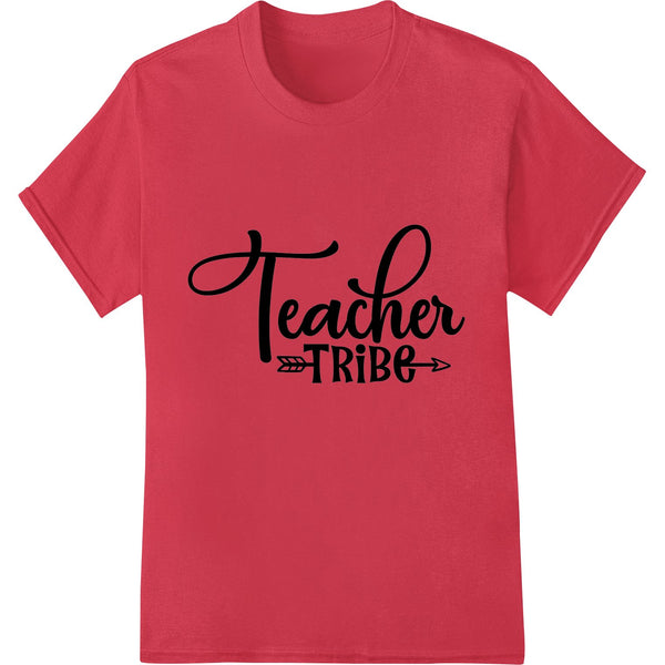 Bold black and white 'Teacher Tribe' text design, perfect for heat transfer printing onto t-shirts and apparel for teachers.