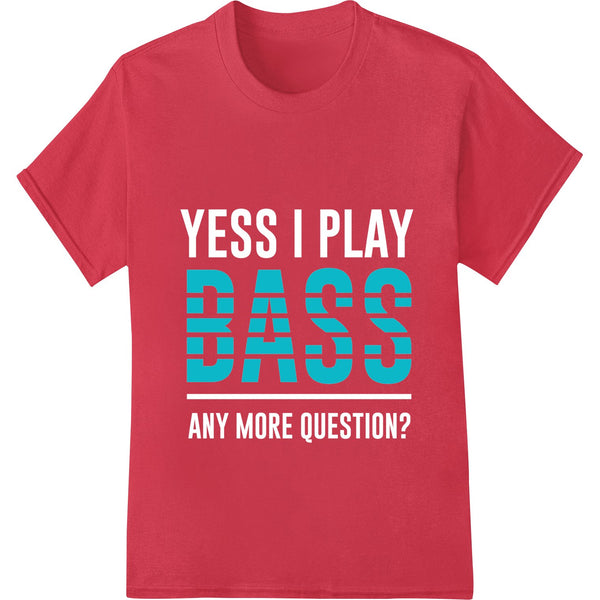 Bold turquoise colored text reading 'BASS' designed as a DTF print heat transfer for custom apparel and t-shirt printing.