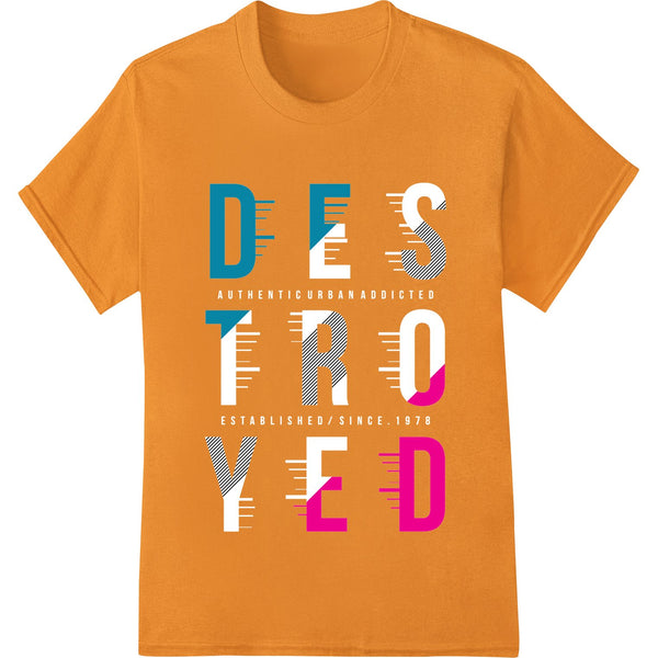 Bold typography DTF print heat transfer design with black and white text on a colorful background, perfect for custom...