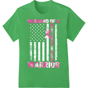 Breast Cancer Awareness design featuring a husband and wife warrior figures printed using the DTF (Direct to Film) technique.