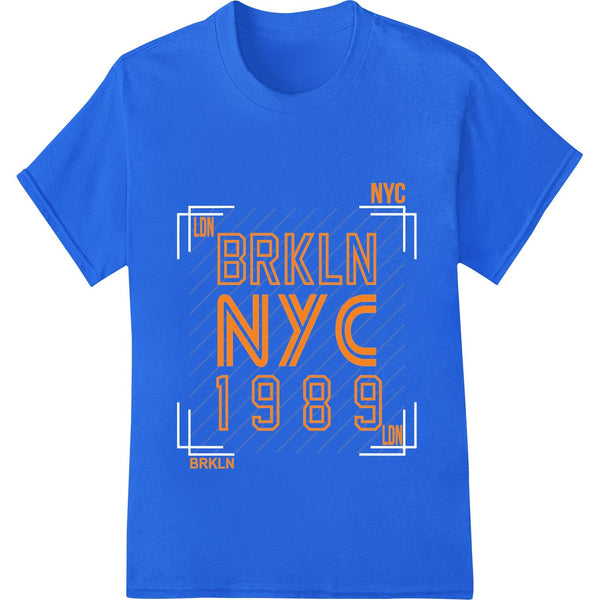 BRKLN NYC 1989 bold retro typography graphic design for heat transfer vinyl or DTF printing on t-shirts and apparel