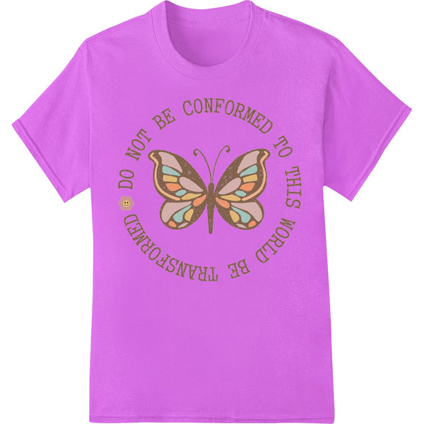 Butterfly artwork with text 'Renew Your Mind' and flowers, an inspirational design for custom t-shirts and apparel printing