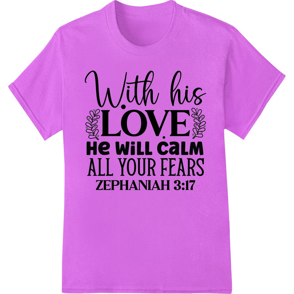 Calming Love inspirational DTF print heat transfer featuring a serene design with inspirational text, perfect for custom...