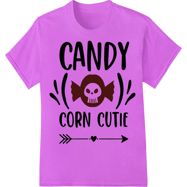 Candy Corn Cutie Sweet Skull design with orange, yellow and white candy corn colors arranged in a skull shape for Halloween