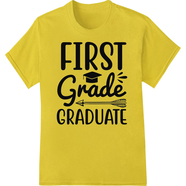 Colorful DTF transfer design with fun graphics celebrating a child's achievement of completing the first grade