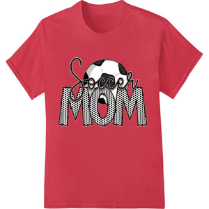 Bold graphic print celebrating soccer moms, featuring a soccer ball and typography elements in bright colors.