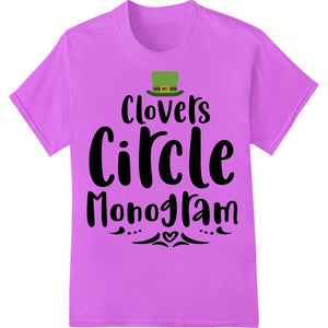 Green clover monogram design with St. Patrick's Day theme, suitable for Direct to Film printing on apparel