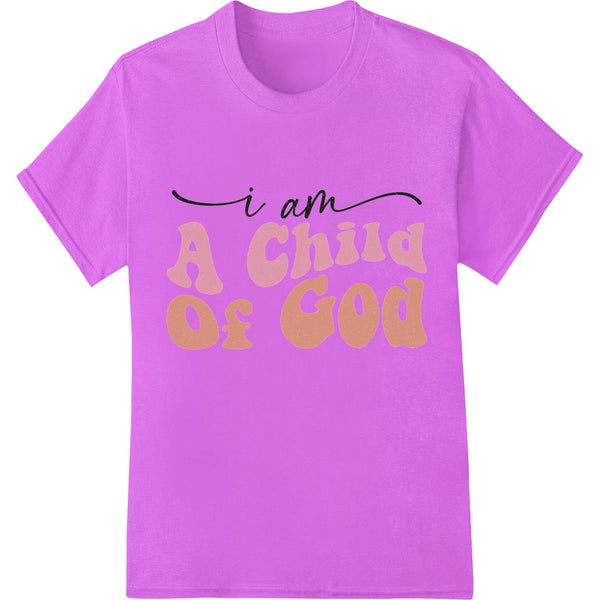 Inspirational Christian design with text 'I am A Cherished Child of God' in stylized lettering on colored background