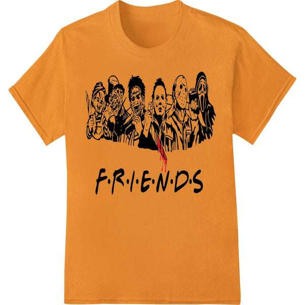 A chilling silhouette design of the cast from the TV show 'FRIENDS' with a horror twist, perfect for heat transfer printing.