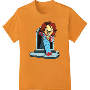 Chucky Horror Cartoon Character DTF Print Heat Transfer design featuring the iconic killer doll from the Child's Play movies