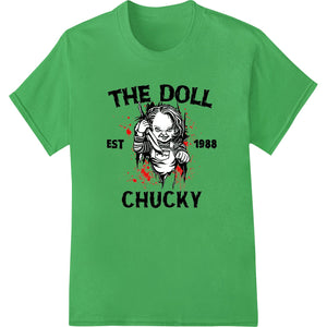 DTF print design featuring Chucky, the iconic horror movie doll from the Child's Play franchise, with a menacing expression