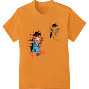 Chucky's Terror DTF print heat transfer design featuring the iconic horror character Chucky from the Child's Play movies