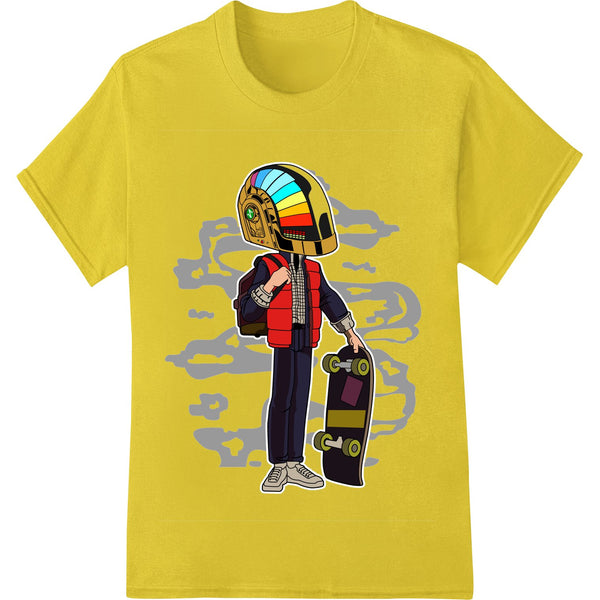 Colorful digital DTF print design featuring graffiti art style skateboarder figure in urban setting with vibrant colors