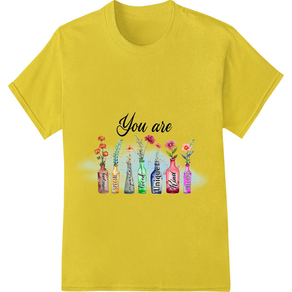 Colorful floral graphic with the words 'You Are' designed for Mother's Day direct to film (DTF) printing on t-shirts and...