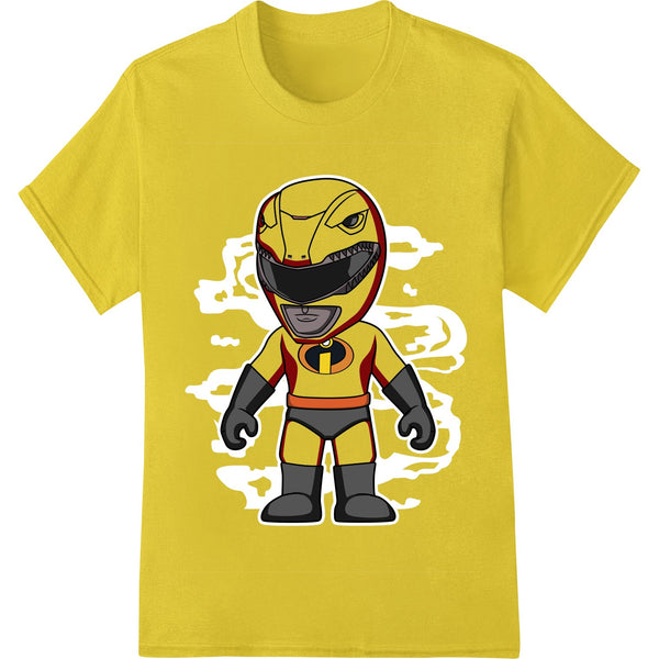 Bold cartoon superhero comic book character design, perfect for DTF printing and heat transfer on custom apparel