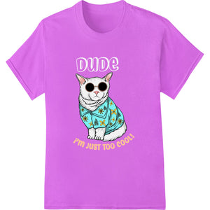 Cool cartoon cat wearing sunglasses and tropical shirt, with palm tree background - DTF heat transfer design for t-shirts