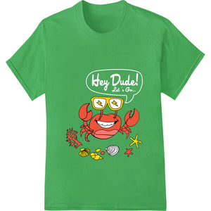 Colorful crab design with 'Cool Crab Summer Vibes' text, perfect for a fun and trendy heat transfer vinyl or DTF print.