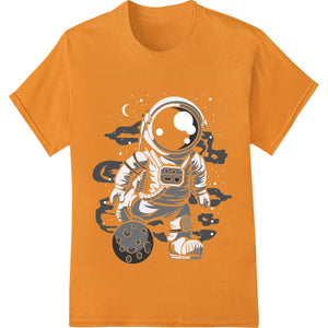 Bold and vibrant DTF print design featuring an astronaut in space, perfect for custom t-shirts and apparel.