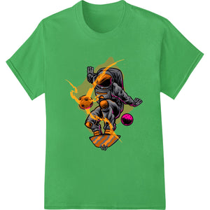 Colorful abstract astronaut design titled 'Cosmic Explorer' - great for DTF heat transfers and custom printed apparel.