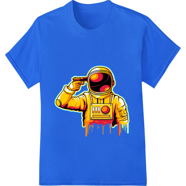 Cosmic Explorer bold astronaut design DTF print featuring vibrant colors and space motifs perfect for custom t-shirt printing