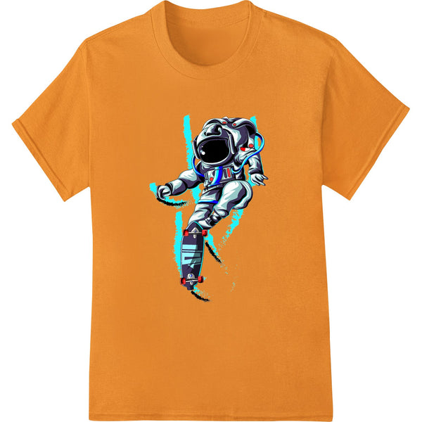 Bold vector illustration of an astronaut in a cosmic scene, perfect for DTF heat transfers on custom t-shirts and apparel.