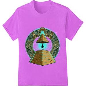 Colorful and intricate DTF heat transfer design featuring a pyramid with an illuminati eye against a cosmic background