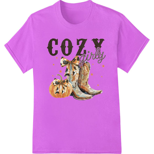 Cozy Curly Boots charming autumn design DTF (Direct to Film) print heat transfer for custom apparel and t-shirt printing