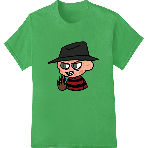 A creepy cartoon slasher character with a knife, perfect for Halloween-themed apparel using DTF printing.