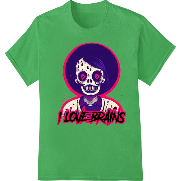 DTF Print Transfer: Creepy Skull "I LOVE BRAINS" DTF Print Heat Transfer