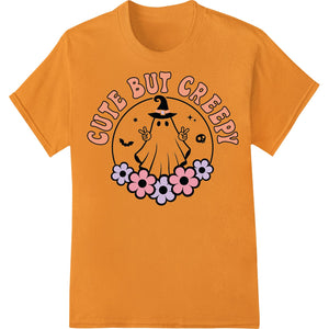 A cute cartoon ghost design with a slightly creepy expression, perfect for fun Halloween DTF printing on apparel and...