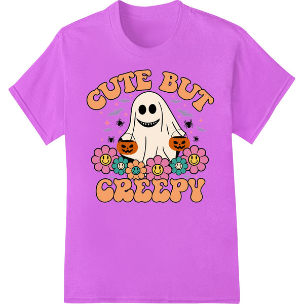 A digital design of an adorable cartoon ghost with a spooky but cute expression, perfect for Halloween DTF prints on t-shirts