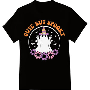 Cute cartoon ghost graphic illustration suitable for direct to film heat transfer printing on t-shirts and apparel