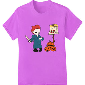 Cartoon design featuring spooky monsters and characters for a fun and festive Halloween heat transfer print.