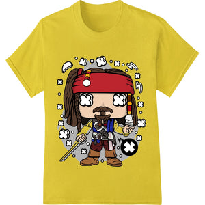 Cute smiling cartoon pirate character illustration, great for kids' DTF print transfers and heat transfers on apparel.