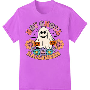 Graphic of a smiling cartoon ghost with text 'Spooktacular Fun!' in an orange and black color scheme for Halloween.