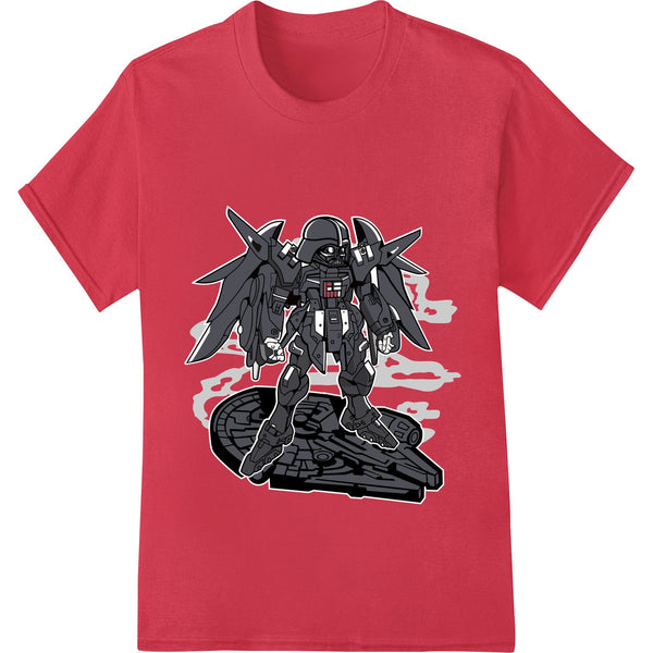 A futuristic and powerful Darth Vader-inspired mech robot DTF (Direct to Film) heat transfer design for custom t-shirt...