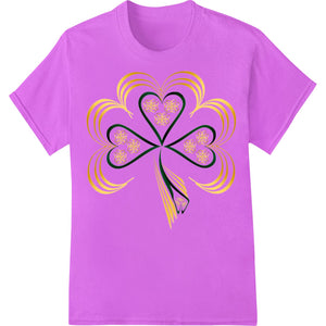 Gold and green clover design heat transfer for direct to film t-shirt printing and custom apparel decoration for St....