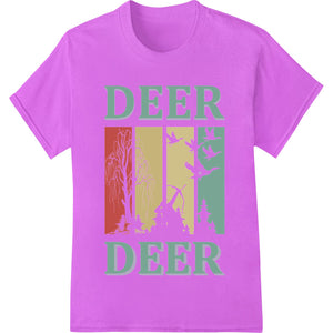 Deer in the Woods design showing a deer standing in a forest scene, suitable for direct-to-film heat transfer printing on...