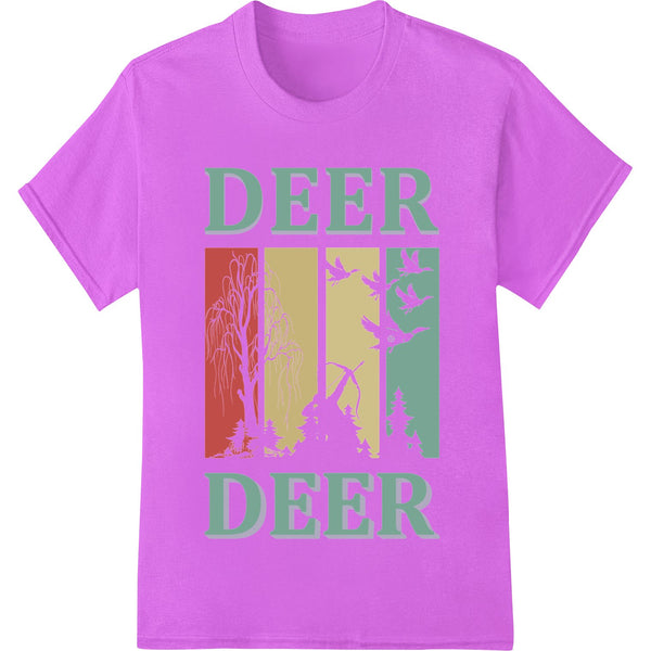 Deer in the Woods design showing a deer standing in a forest scene, suitable for direct-to-film heat transfer printing on...