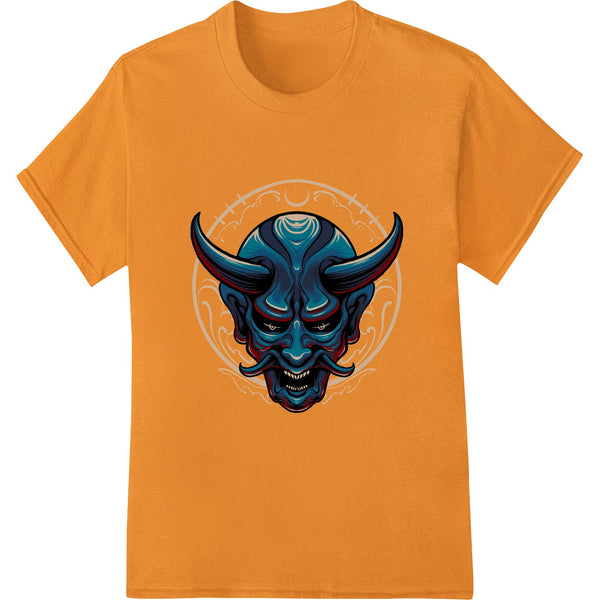 Demonic blue face direct to film (DTF) print heat transfer design with glowing eyes and sharp teeth, ideal for Halloween...